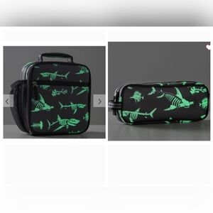 Pottery Barn kids Shark Bones Glow-in-the-Dark Lunch Box & pencil case NWT